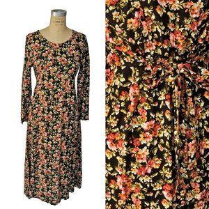 Vintage Size Medium Shak Long Sleeve Floral Dress